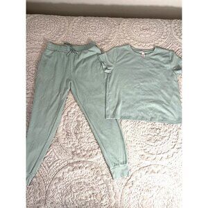 Victoria Secret Soft Sage Pajama Set Pants Short Sleeve T-Shirt Women's Sz SP